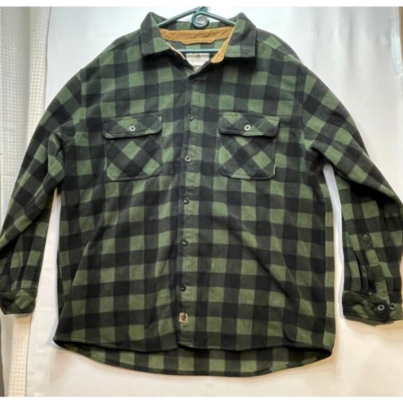 Legendary Whitetails flannel shirt mens 2XL button up fleece plaid green black - Picture 1 of 10